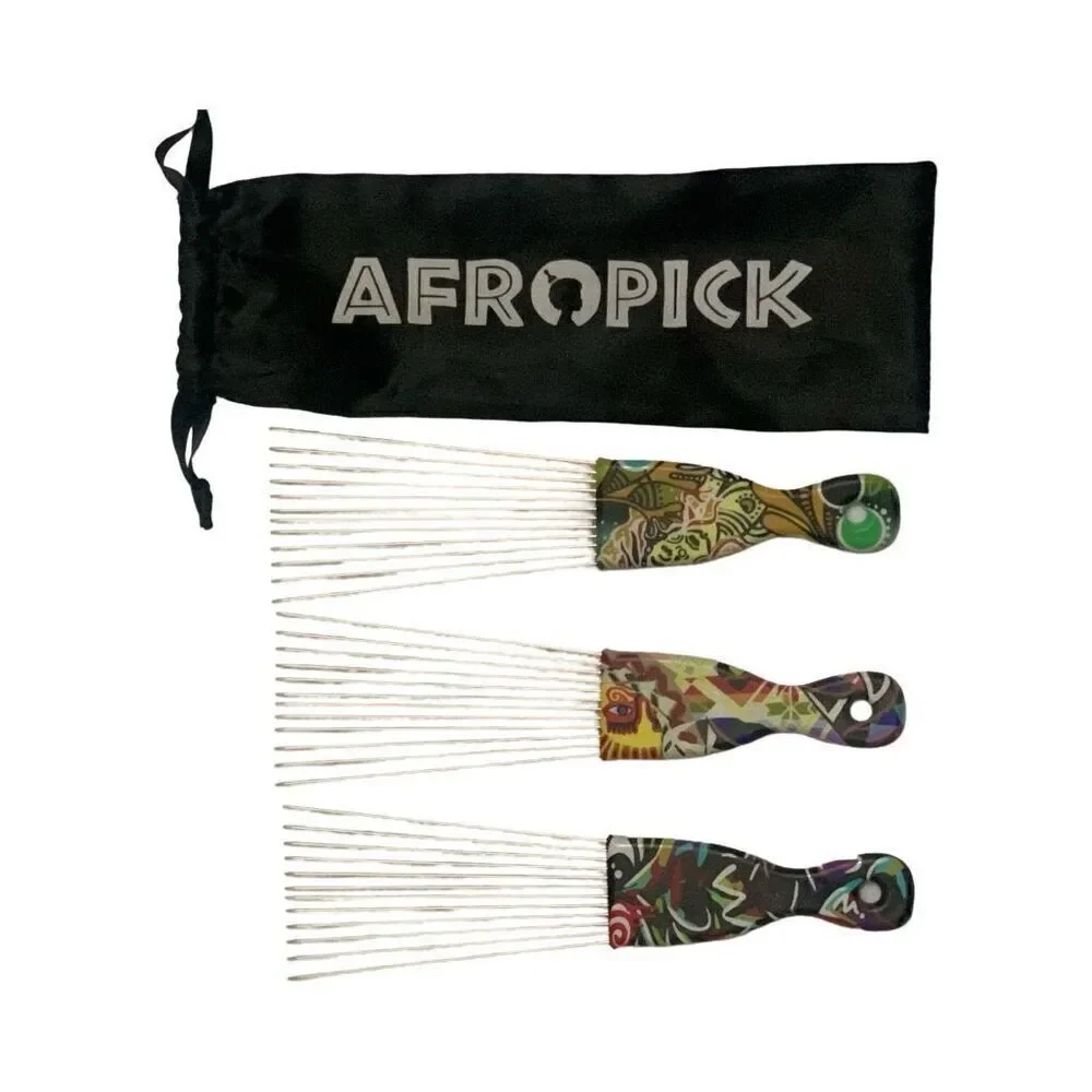 Starter Set of Three Afropick Combs with Gift Pouch